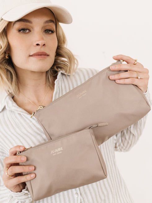 3-piece-pouch-set-taupe jujube bags at sophiasstyle.com